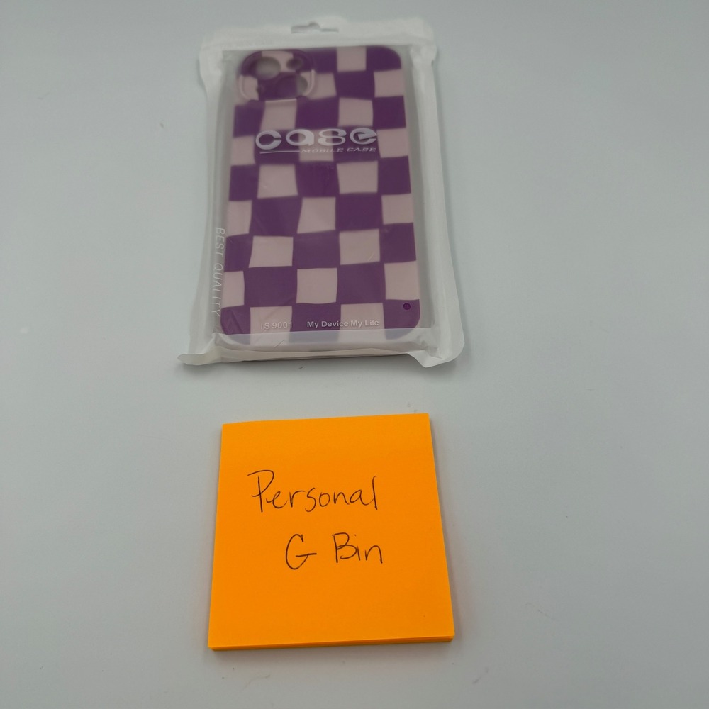 Purple Checkered iPhone 14 Plus Case Pink Checkerboard TPU Cover